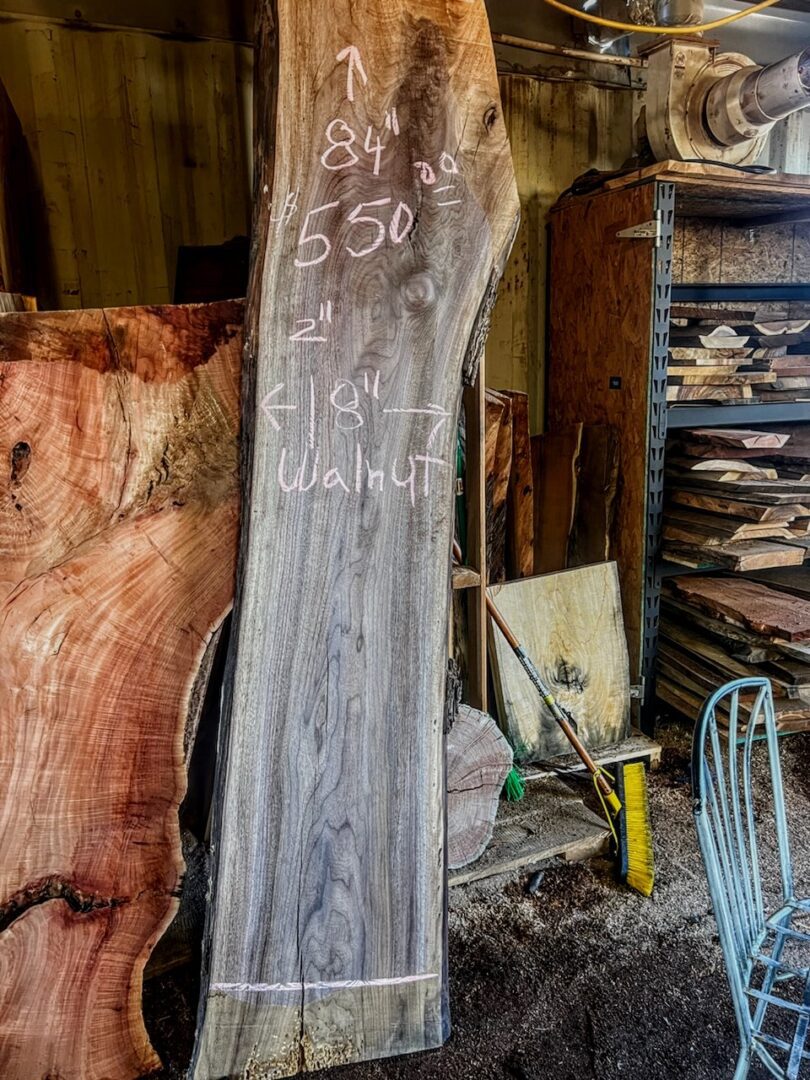 Black walnut live edge slabs